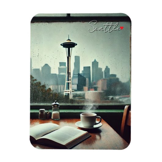 Seattle Washington Rain Liebe Coffee Magnet (Vertikal)
