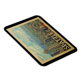 Seattle Washington Rainier Skyline Vintage Travel Magnet (Rechte Seite)