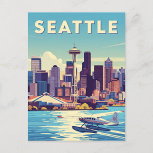 Seattle Washington Retro Seaplane Postkarte
