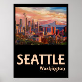 Seattle Washington Retro Travel Poster (Vorne)