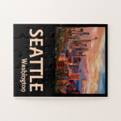 Seattle Washington Retro Travel Poster Puzzle (Horizontal)