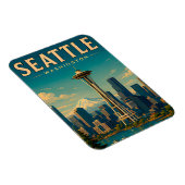 ☕ Seattle Washington Retro Urlaubserinnerung Magnet (Rechte Seite)