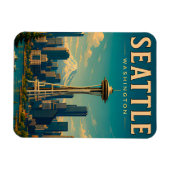 ☕ Seattle Washington Retro Urlaubserinnerung Magnet (Horizontal)