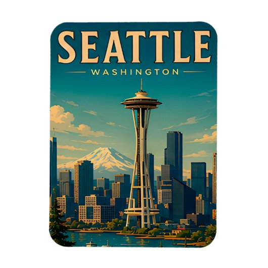 ☕ Seattle Washington Retro Urlaubserinnerung Magnet (Vertikal)