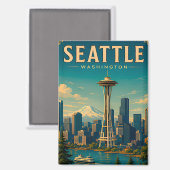 ☕ Seattle Washington Retro Urlaubserinnerung Magnet (Vorderseite/Rückseite)