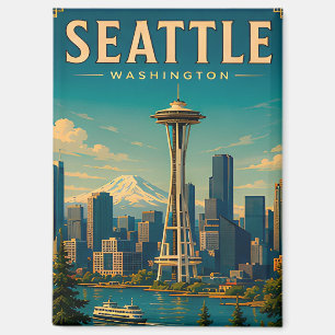 ☕ Seattle Washington Retro Urlaubserinnerung Magnet