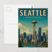 ☕ Seattle Washington Retro Urlaubserinnerung Postkarte (Vorne/Hinten)