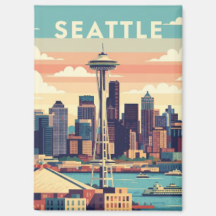 Seattle Washington Retro Vintag Magnet