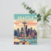 Seattle Washington Retro Vintag Postkarte (Stehend Vorderseite)