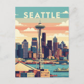 Seattle Washington Retro Vintag Postkarte (Vorderseite)