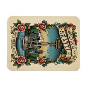 Seattle Washington Retro Vintage Magnet (Horizontal)