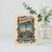 Seattle Washington Retro Vintage Postkarte (Stehend Vorderseite)
