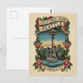Seattle Washington Retro Vintage Postkarte (Vorne/Hinten)