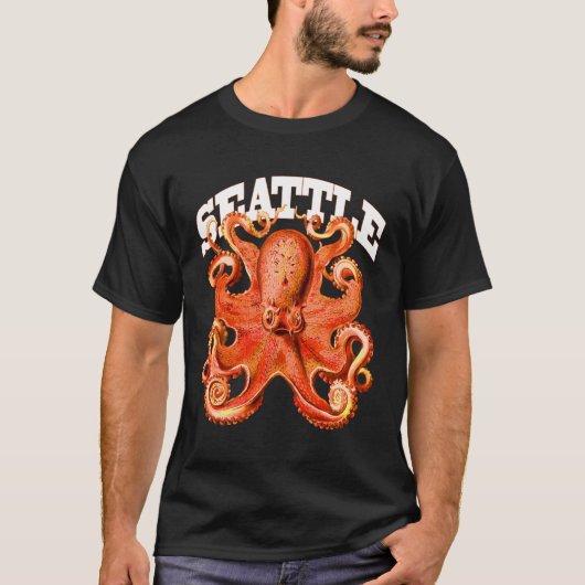 Seattle Washington Riant Pacific Octopus T-Shirt (Vorderseite)