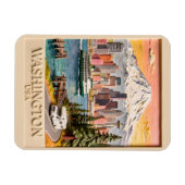 Seattle Washington Roadtrip Texturierte Stadt-Silh Magnet (Horizontal)