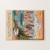 Seattle Washington Roadtrip Texturierte Stadt-Silh Puzzle (Horizontal)