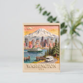 Seattle Washington Roadtrip Texturierte Stadtsilho Postkarte (Stehend Vorderseite)