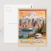 Seattle Washington Roadtrip Texturierte Stadtsilho Postkarte (Vorne/Hinten)