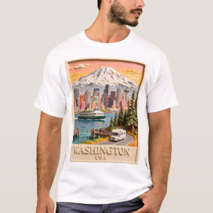 Seattle Washington Roadtrip Texturierte Stadtsilho T-Shirt