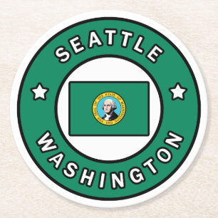 Seattle Washington Runder Pappuntersetzer