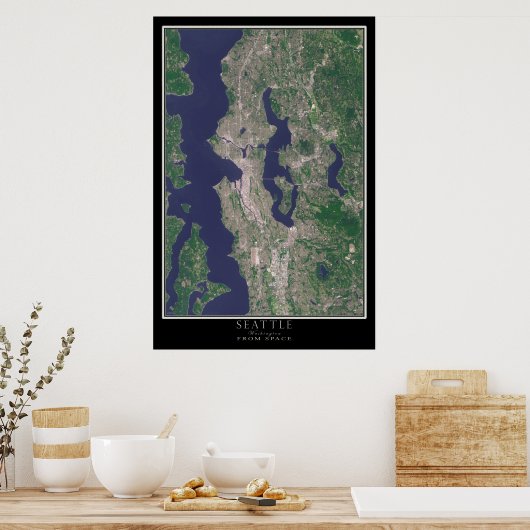 Seattle Washington Satellite Poster Map (Küche)