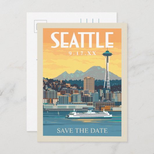 Seattle, Washington | Save The Date Einladungspostkarte (Vorne/Hinten)