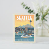 Seattle, Washington | Save The Date Einladungspostkarte (Stehend Vorderseite)