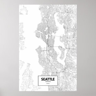 Seattle, Washington (schwarz auf weiß) Poster