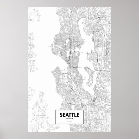 Seattle, Washington (schwarz auf weiß) Poster (Vorne)
