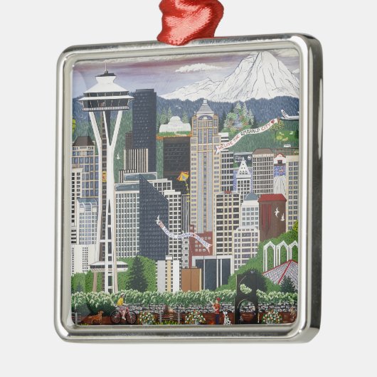 Seattle Washington Silbernes Ornament (Links)