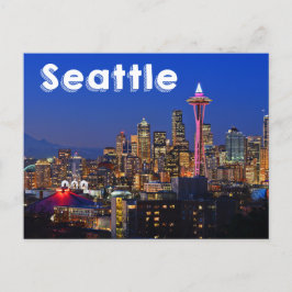 Seattle, Washington Skyline At Night USA Postkarte