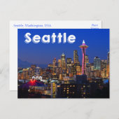 Seattle, Washington Skyline At Night USA Postkarte (Vorne/Hinten)