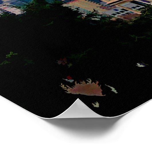 Seattle Washington Skyline at Sunset TEXT SEATTLE Poster (Ecke)