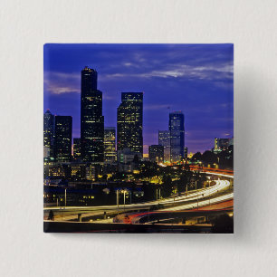 Seattle, Washington Skyline bei Nacht Button