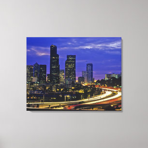 Seattle, Washington Skyline bei Nacht Leinwanddruck