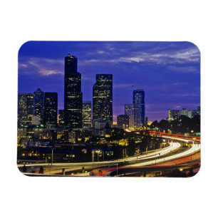 Seattle, Washington Skyline bei Nacht Magnet