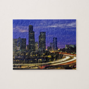 Seattle, Washington Skyline bei Nacht Puzzle