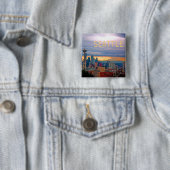 Seattle Washington Skyline bei Sunset TEXT SEATTLE Button (Beispiel)