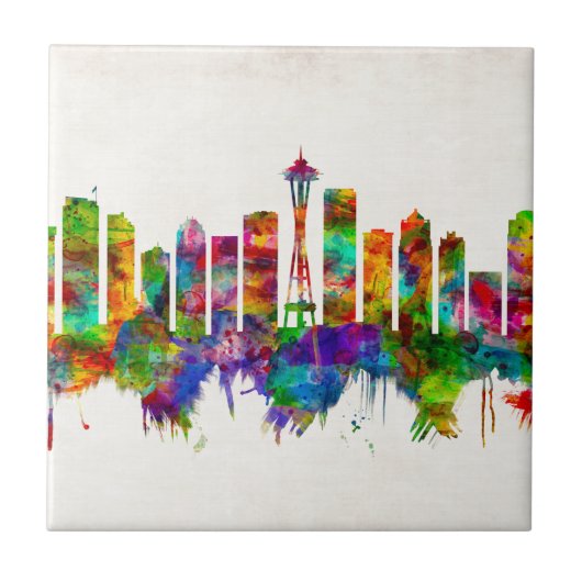 Seattle Washington Skyline Fliese (Vorderseite)