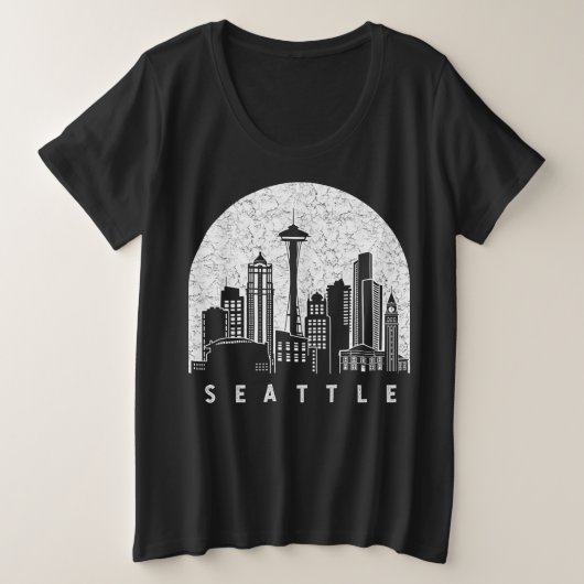 Seattle Washington Skyline Große Größe T-Shirt (Design vorne)