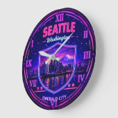 Seattle Washington Skyline Große Wanduhr (Winkel)