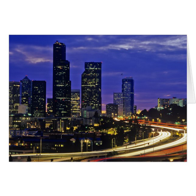 Seattle, Washington Skyline in der Nacht (Vorderseite (Horizontal))