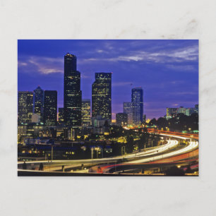 Seattle, Washington Skyline in der Nacht Postkarte