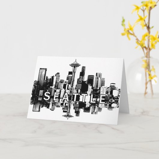 Seattle, Washington Skyline Karte (Gelbe Blume)