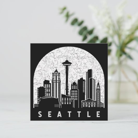 Seattle Washington Skyline Karte (Stehend Vorderseite)
