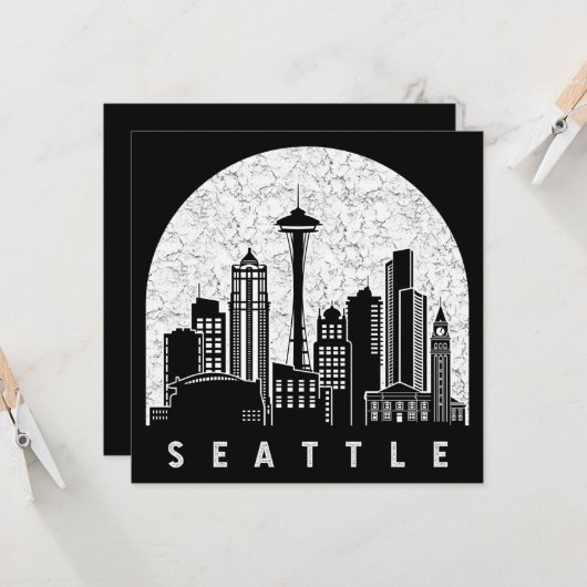 Seattle Washington Skyline Karte (Vorderseite/Rückseite Beispiel)