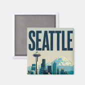 🌲 Seattle Washington Skyline Magnet (Vorderseite/Rückseite)