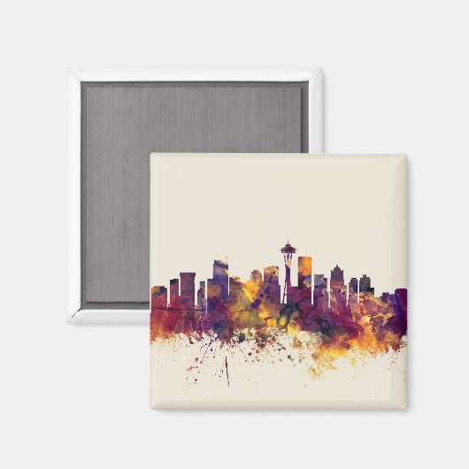 Seattle Washington Skyline Magnet (Vorderseite/Rückseite)