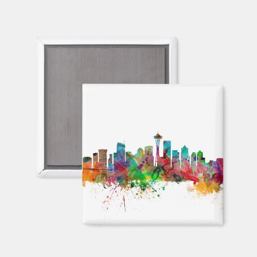Seattle Washington Skyline Magnet (Vorderseite/Rückseite)