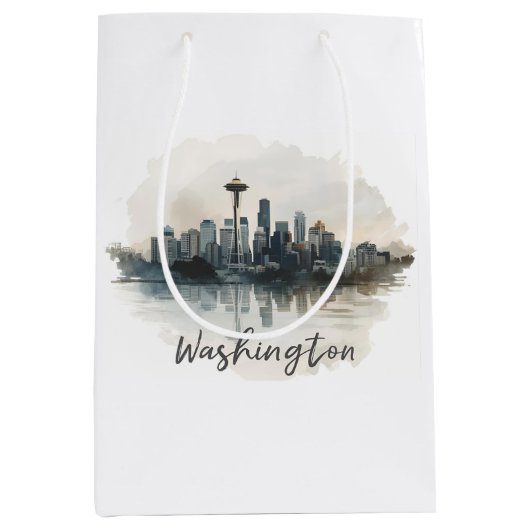 Seattle, Washington Skyline Mittlere Geschenktüte (Vorderseite)